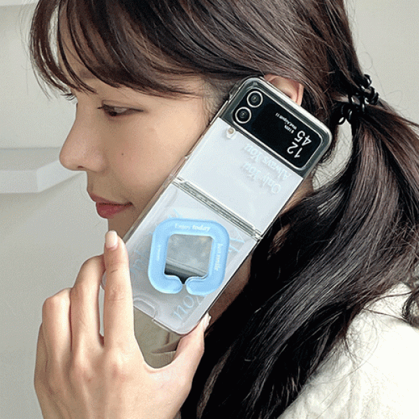 [Z플립케이스 Z플립5] 사각 레터링 미러 스마트톡 클리어 카드 하드 케이스, 2만원이상 무료배송, 사은품증정, 당일발송, , 